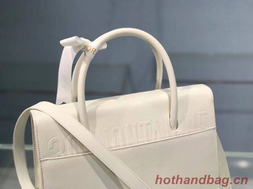 DIOR LARGE ST HONORE TOTE Grained Calfskin M9306UBAE WHITE DIOR LARGE ST HONORE TOTE Grained Calfskin M9306UBAE WHITE