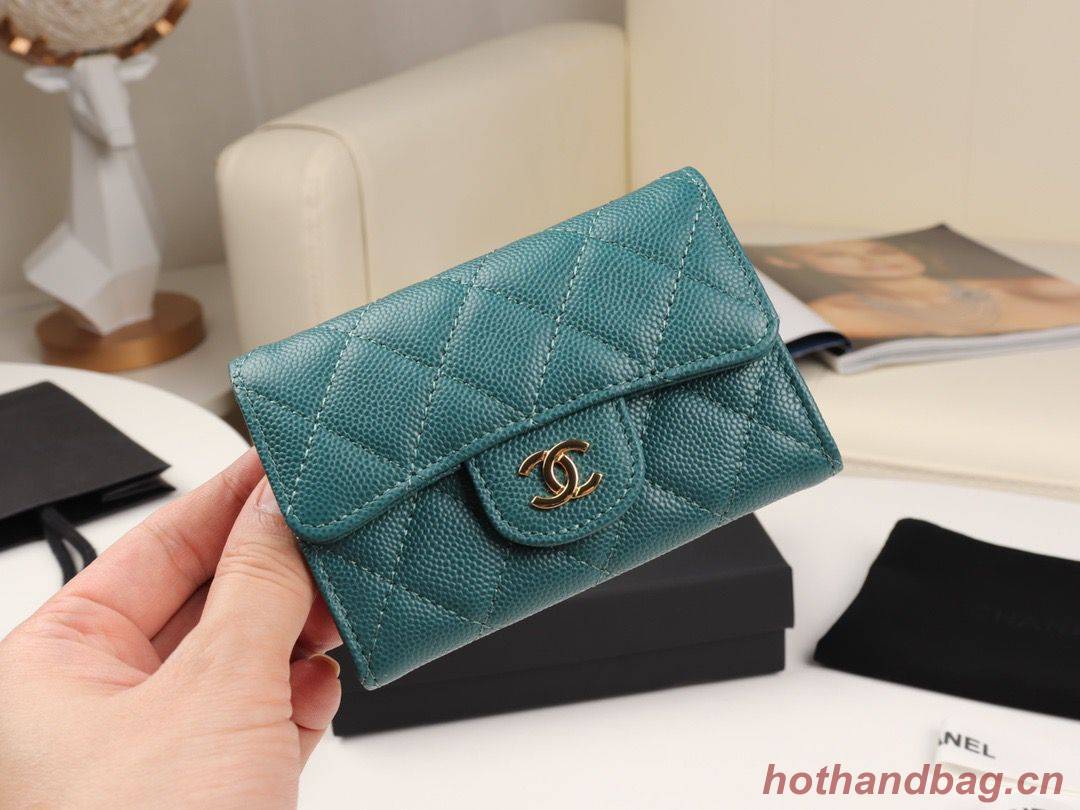 Chanel card holder Calfskin & Gold-Tone Metal A80799 Green Chanel card holder Calfskin & Gold-Tone Metal A80799 Green