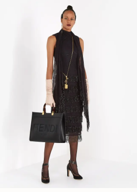 FENDI SUNSHINE MEDIUM black leather shopper 8BH386A FENDI SUNSHINE MEDIUM black leather shopper 8BH386A