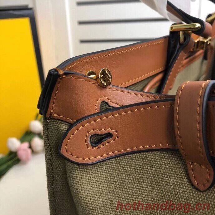 FENDI PEEKABOO X-TOTE canvas bag 8BH374A brown&green FENDI PEEKABOO X-TOTE canvas bag 8BH374A brown&green