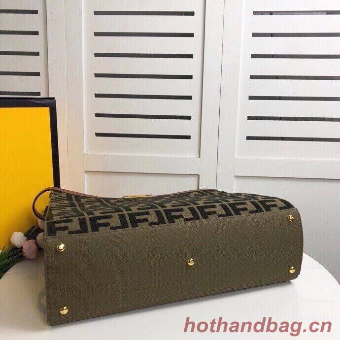 FENDI PEEKABOO X-TOTE canvas bag 8BH374A brown&green FENDI PEEKABOO X-TOTE canvas bag 8BH374A brown&green