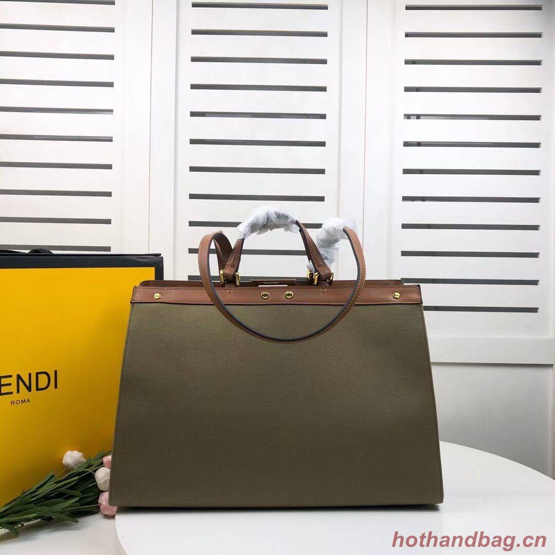 FENDI PEEKABOO X-TOTE canvas bag 8BH374B green FENDI PEEKABOO X-TOTE canvas bag 8BH374B green