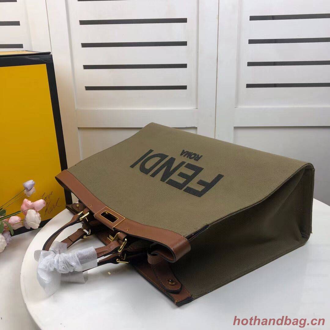 FENDI PEEKABOO X-TOTE canvas bag 8BH374B green FENDI PEEKABOO X-TOTE canvas bag 8BH374B green