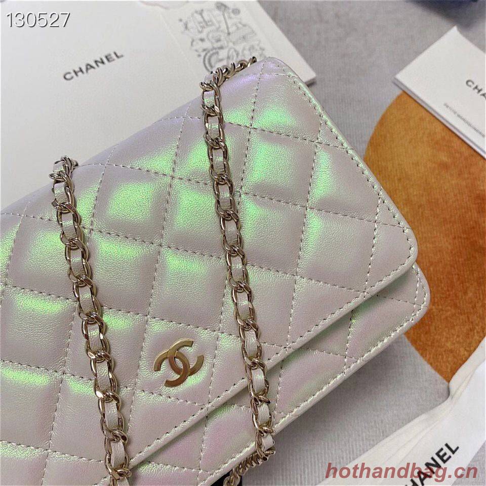 Chanel WOC Original Sheepskin Leather Flap cross-body bag V33814 Pearlescent white Silver chain Chanel WOC Original Sheepskin Leather Flap cross-body bag V33814 Pearlescent white Silver chain
