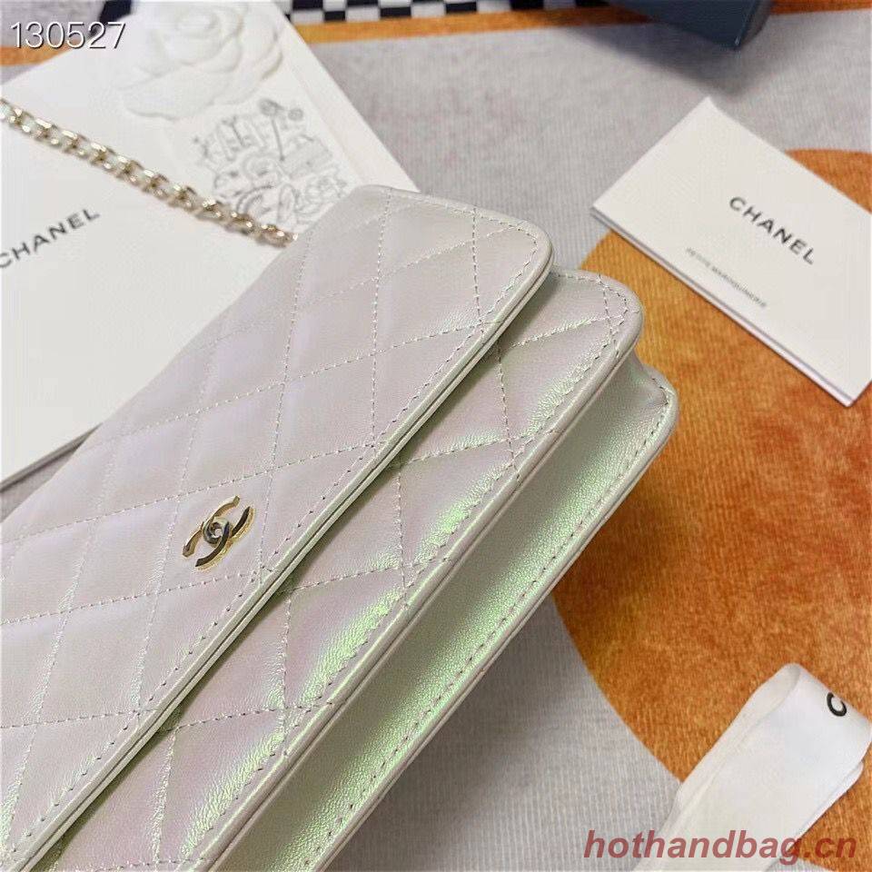 Chanel WOC Original Sheepskin Leather Flap cross-body bag V33814 Pearlescent white Silver chain Chanel WOC Original Sheepskin Leather Flap cross-body bag V33814 Pearlescent white Silver chain