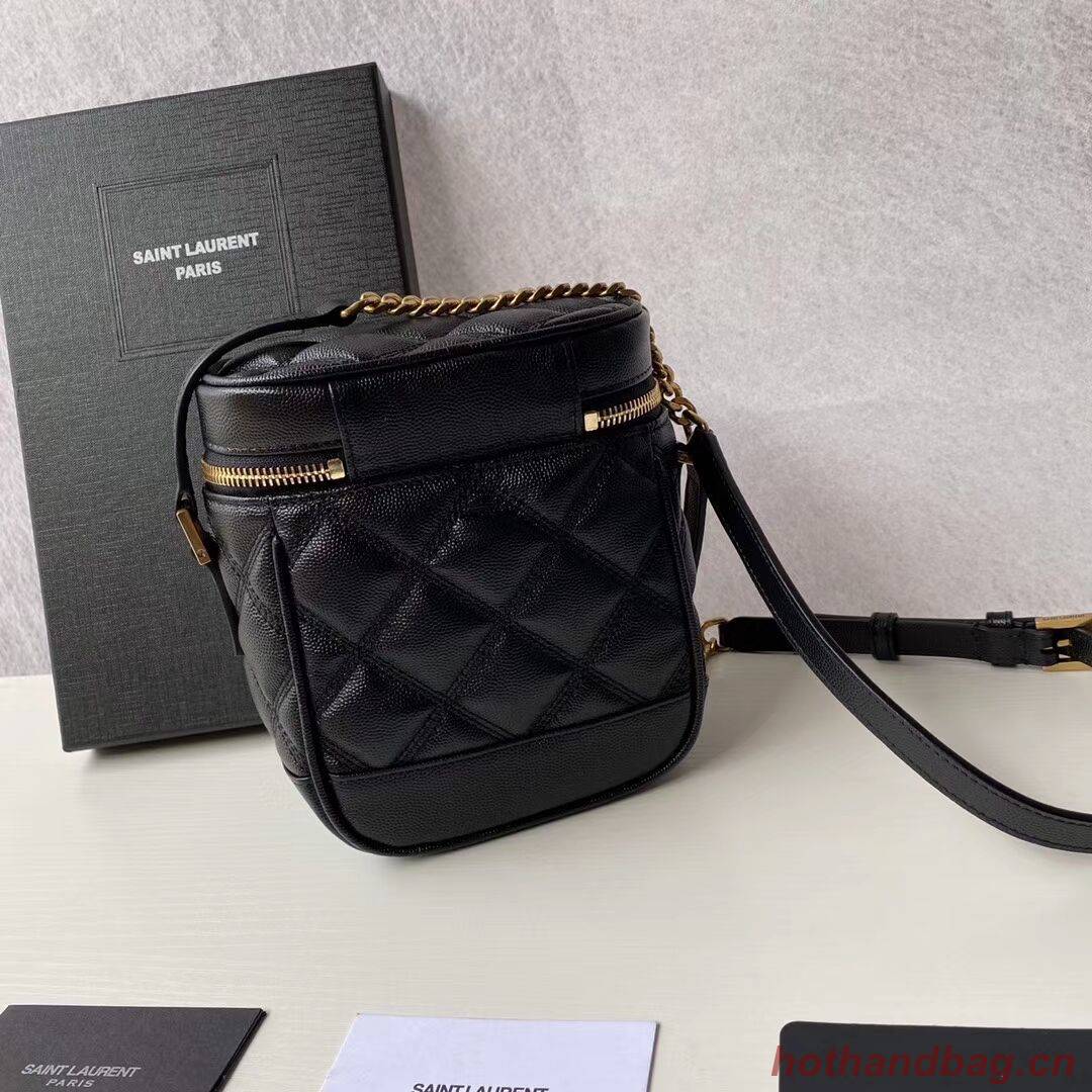 SAINT LAURENT 80S VANITY BAG IN CARRE-QUILTED GRAIN DE POUDRE EMBOSSED LEATHER 649779 black SAINT LAURENT 80S VANITY BAG IN CARRE-QUILTED GRAIN DE POUDRE EMBOSSED LEATHER 649779 black