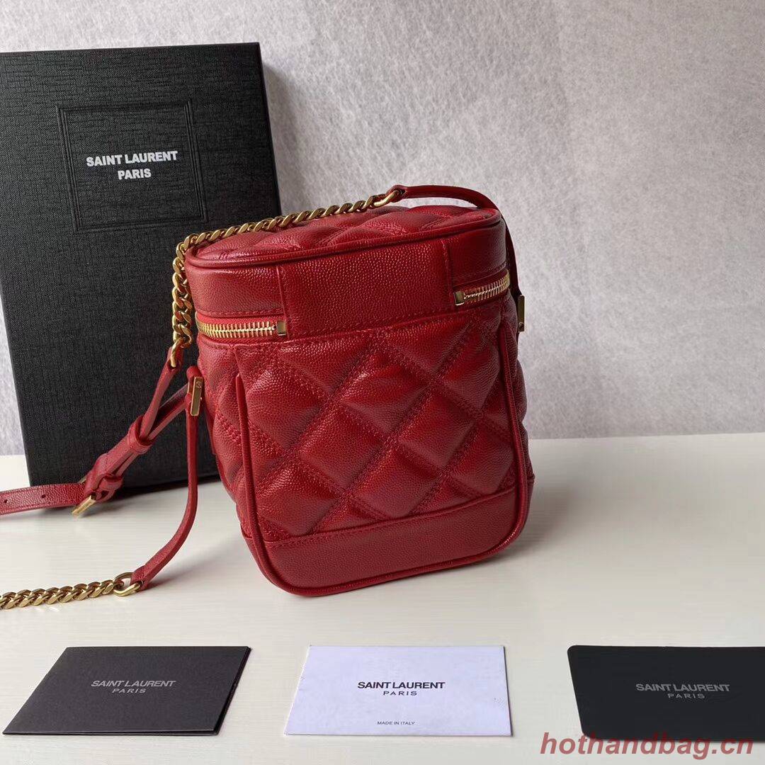SAINT LAURENT 80S VANITY BAG IN CARRE-QUILTED GRAIN DE POUDRE EMBOSSED LEATHER 649779 red SAINT LAURENT 80S VANITY BAG IN CARRE-QUILTED GRAIN DE POUDRE EMBOSSED LEATHER 649779 red