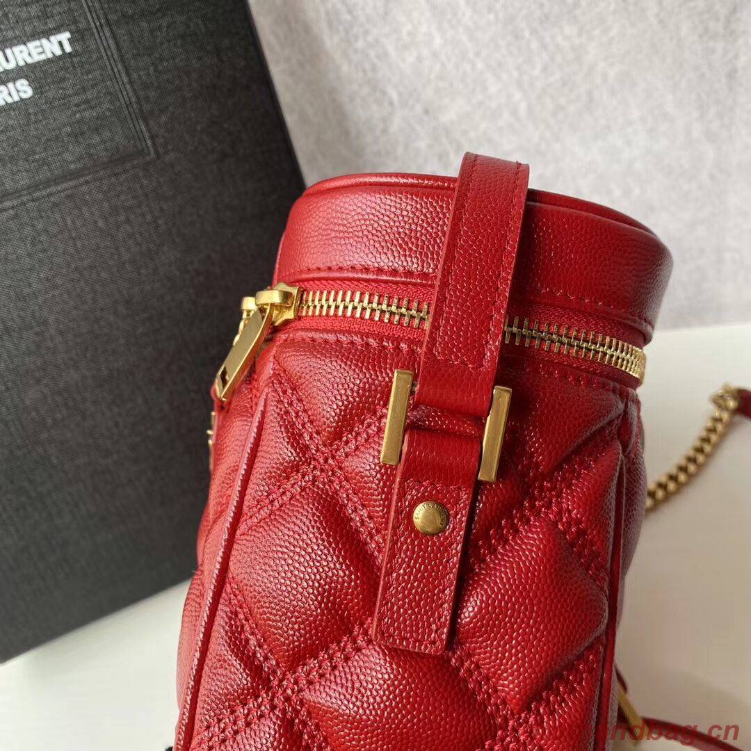 SAINT LAURENT 80S VANITY BAG IN CARRE-QUILTED GRAIN DE POUDRE EMBOSSED LEATHER 649779 red SAINT LAURENT 80S VANITY BAG IN CARRE-QUILTED GRAIN DE POUDRE EMBOSSED LEATHER 649779 red
