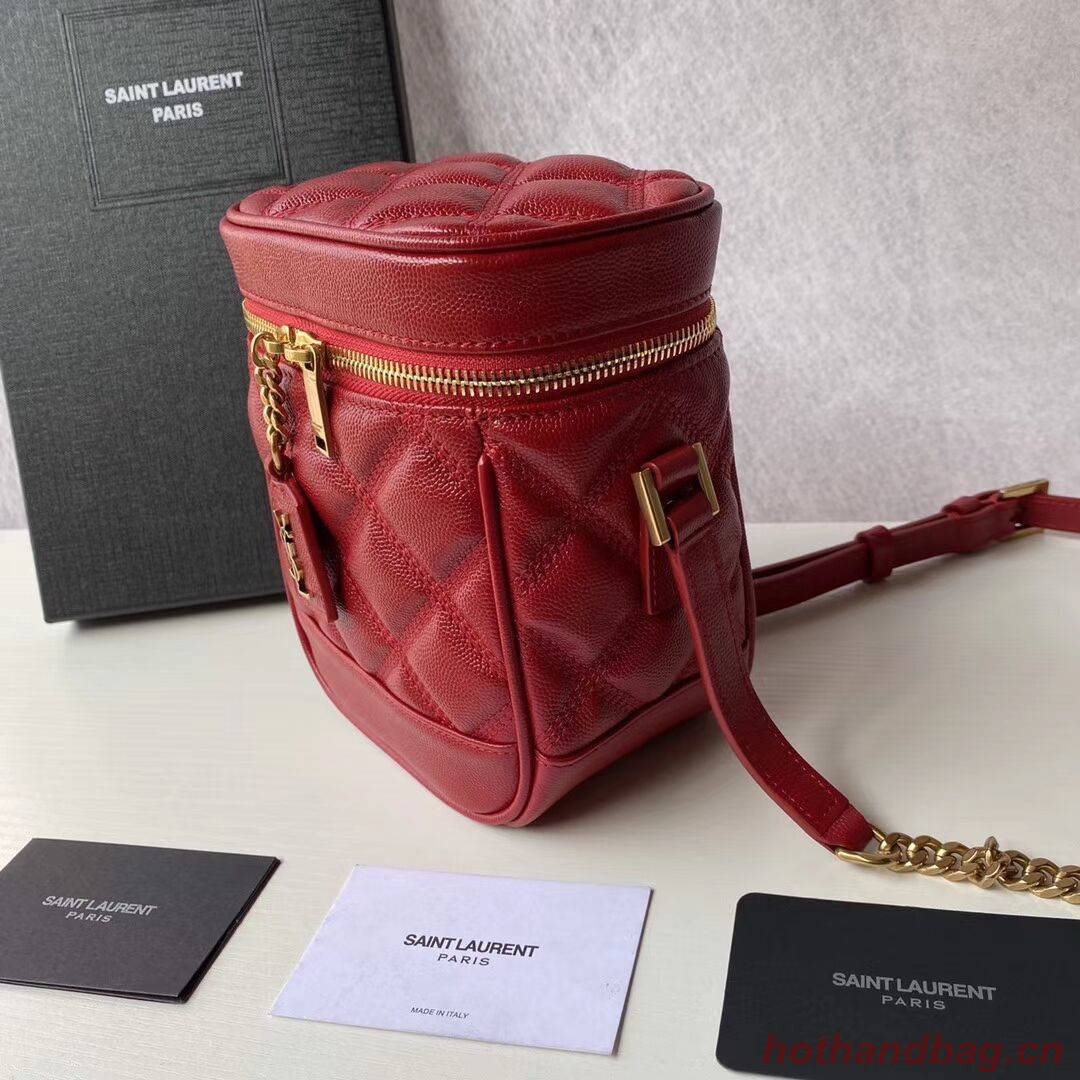 SAINT LAURENT 80S VANITY BAG IN CARRE-QUILTED GRAIN DE POUDRE EMBOSSED LEATHER 649779 red SAINT LAURENT 80S VANITY BAG IN CARRE-QUILTED GRAIN DE POUDRE EMBOSSED LEATHER 649779 red