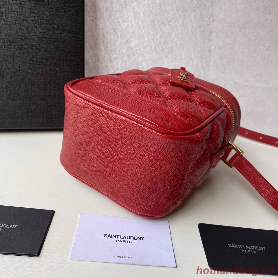 SAINT LAURENT 80S VANITY BAG IN CARRE-QUILTED GRAIN DE POUDRE EMBOSSED LEATHER 649779 red SAINT LAURENT 80S VANITY BAG IN CARRE-QUILTED GRAIN DE POUDRE EMBOSSED LEATHER 649779 red