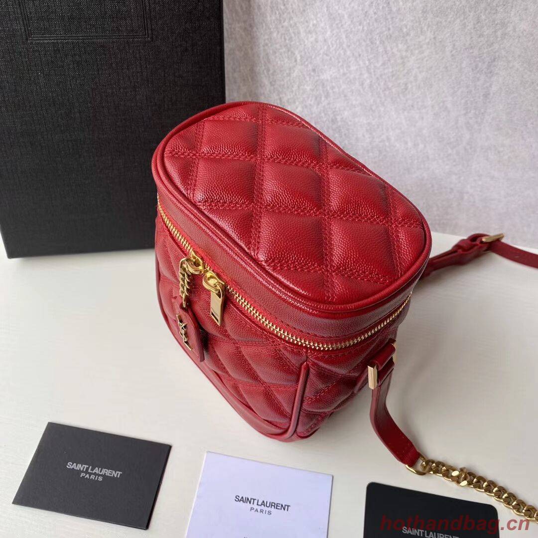SAINT LAURENT 80S VANITY BAG IN CARRE-QUILTED GRAIN DE POUDRE EMBOSSED LEATHER 649779 red SAINT LAURENT 80S VANITY BAG IN CARRE-QUILTED GRAIN DE POUDRE EMBOSSED LEATHER 649779 red