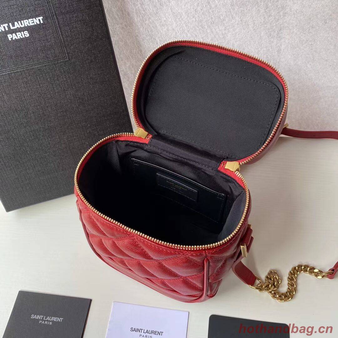 SAINT LAURENT 80S VANITY BAG IN CARRE-QUILTED GRAIN DE POUDRE EMBOSSED LEATHER 649779 red SAINT LAURENT 80S VANITY BAG IN CARRE-QUILTED GRAIN DE POUDRE EMBOSSED LEATHER 649779 red