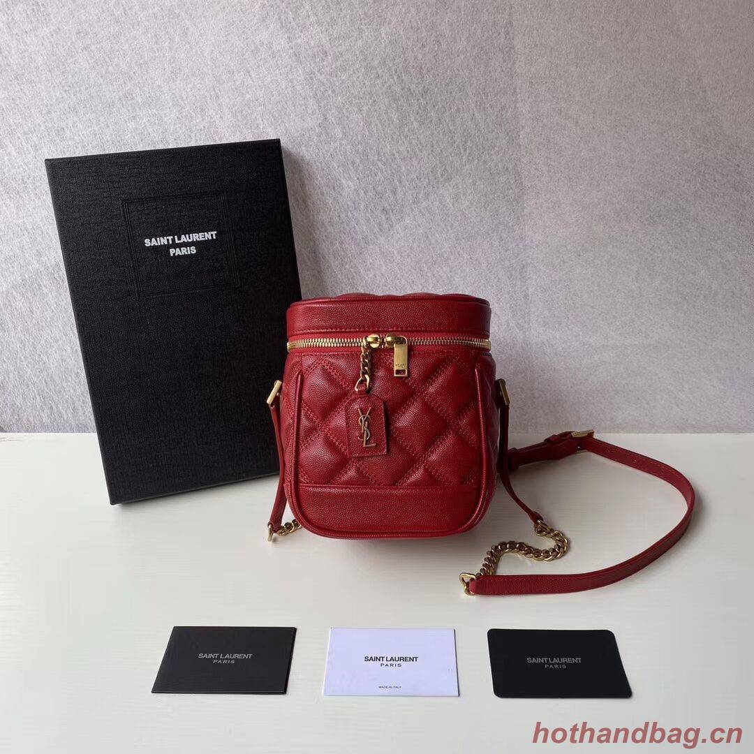 SAINT LAURENT 80S VANITY BAG IN CARRE-QUILTED GRAIN DE POUDRE EMBOSSED LEATHER 649779 red SAINT LAURENT 80S VANITY BAG IN CARRE-QUILTED GRAIN DE POUDRE EMBOSSED LEATHER 649779 red