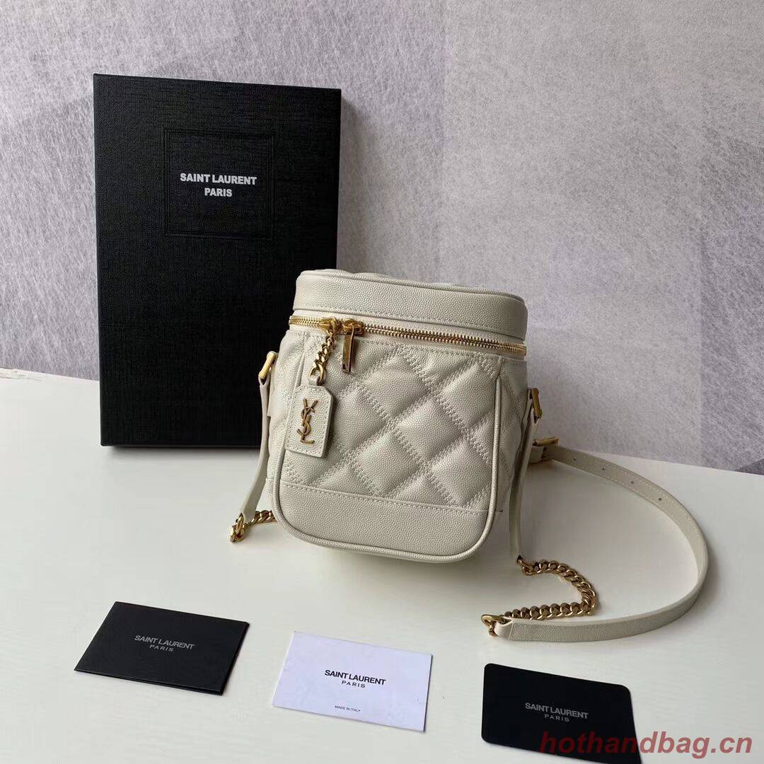 SAINT LAURENT 80S VANITY BAG IN CARRE-QUILTED GRAIN DE POUDRE EMBOSSED LEATHER 649779 white SAINT LAURENT 80S VANITY BAG IN CARRE-QUILTED GRAIN DE POUDRE EMBOSSED LEATHER 649779 white