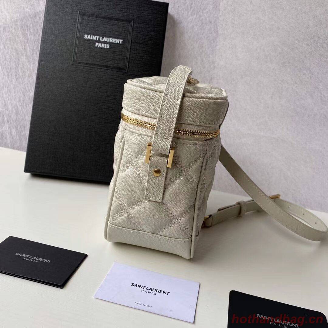 SAINT LAURENT 80S VANITY BAG IN CARRE-QUILTED GRAIN DE POUDRE EMBOSSED LEATHER 649779 white SAINT LAURENT 80S VANITY BAG IN CARRE-QUILTED GRAIN DE POUDRE EMBOSSED LEATHER 649779 white
