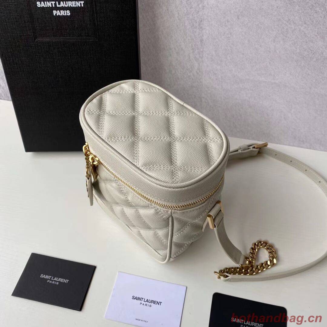 SAINT LAURENT 80S VANITY BAG IN CARRE-QUILTED GRAIN DE POUDRE EMBOSSED LEATHER 649779 white SAINT LAURENT 80S VANITY BAG IN CARRE-QUILTED GRAIN DE POUDRE EMBOSSED LEATHER 649779 white