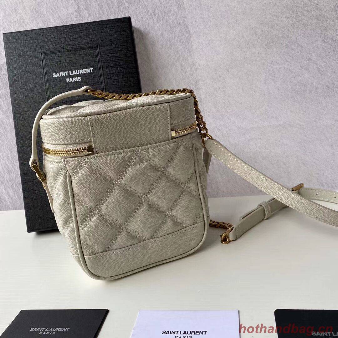 SAINT LAURENT 80S VANITY BAG IN CARRE-QUILTED GRAIN DE POUDRE EMBOSSED LEATHER 649779 white SAINT LAURENT 80S VANITY BAG IN CARRE-QUILTED GRAIN DE POUDRE EMBOSSED LEATHER 649779 white
