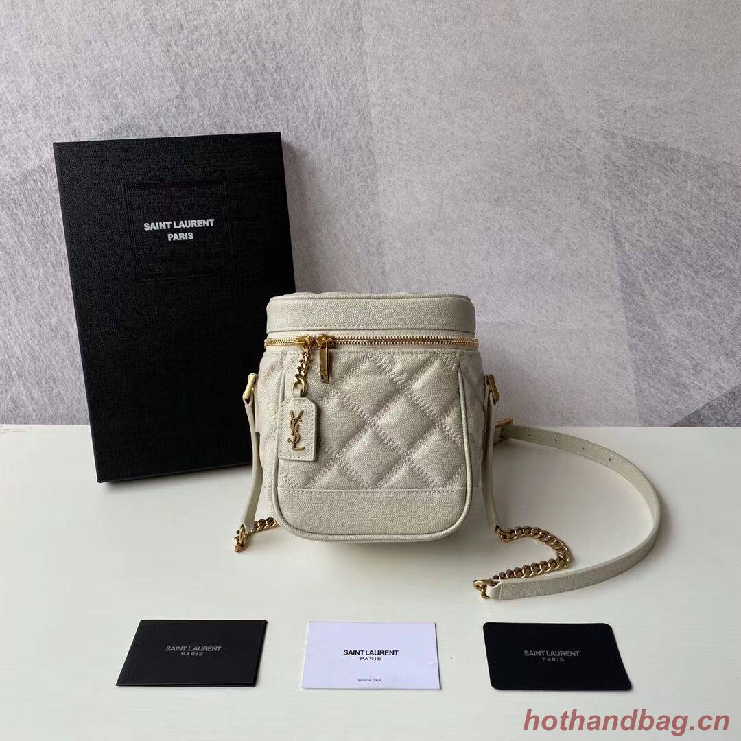 SAINT LAURENT 80S VANITY BAG IN CARRE-QUILTED GRAIN DE POUDRE EMBOSSED LEATHER 649779 white SAINT LAURENT 80S VANITY BAG IN CARRE-QUILTED GRAIN DE POUDRE EMBOSSED LEATHER 649779 white