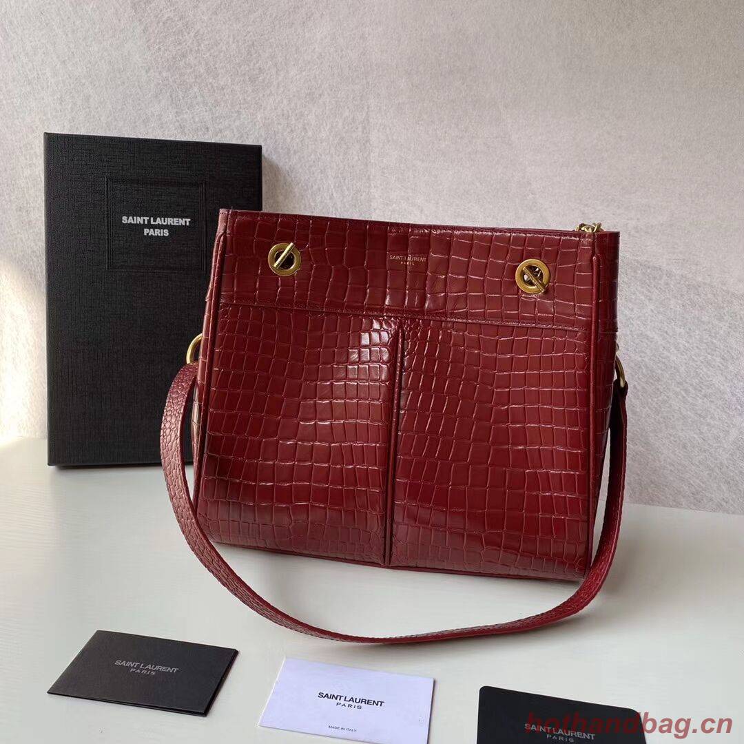 SAINT LAURENT CASSANDRA IN CROCODILE-EMBOSSED SHINY LEATHER Y862028 red SAINT LAURENT CASSANDRA IN CROCODILE-EMBOSSED SHINY LEATHER Y862028 red