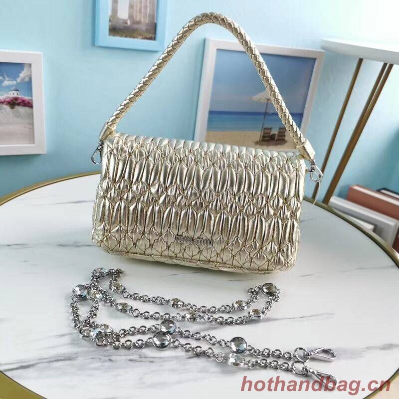 miu miu Matelasse Nappa Leather Shoulder Bag 5BP012M gold miu miu Matelasse Nappa Leather Shoulder Bag 5BP012M gold