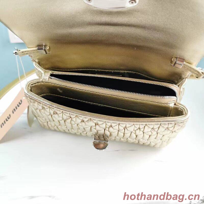 miu miu Matelasse Nappa Leather Shoulder Bag 5BP012M gold miu miu Matelasse Nappa Leather Shoulder Bag 5BP012M gold
