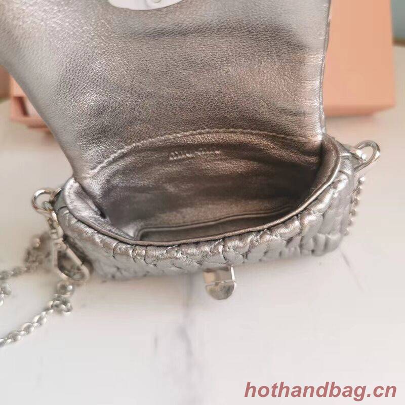 miu miu Matelasse Nappa Leather mini Shoulder Bag 5TT124 Silver miu miu Matelasse Nappa Leather mini Shoulder Bag 5TT124 Silver
