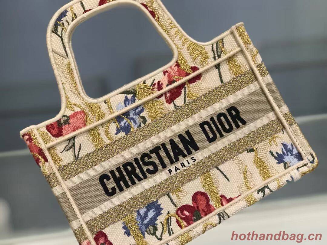 MINI DIOR BOOK TOTE Beige Multicolor Dior Hibiscus Embroidery S5475ZR MINI DIOR BOOK TOTE Beige Multicolor Dior Hibiscus Embroidery S5475ZR