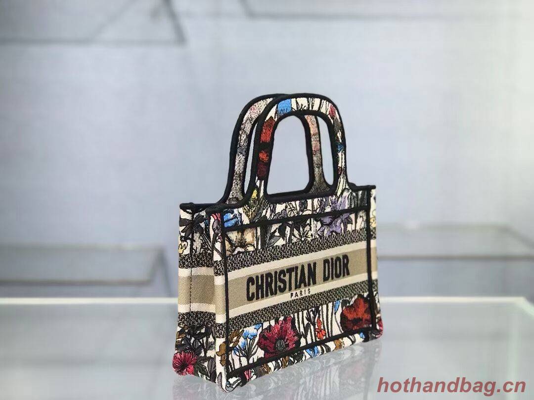 MINI DIOR BOOK TOTE Multicolor Mille Fleurs Embroidery S5475Z