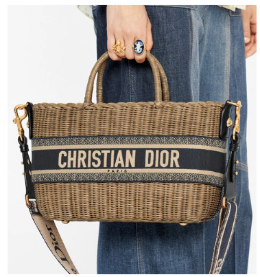 DIOR WICKER BASKET BAG Blue Dior Oblique Jacquard and Natural Wicker M7601 DIOR WICKER BASKET BAG Blue Dior Oblique Jacquard and Natural Wicker M7601