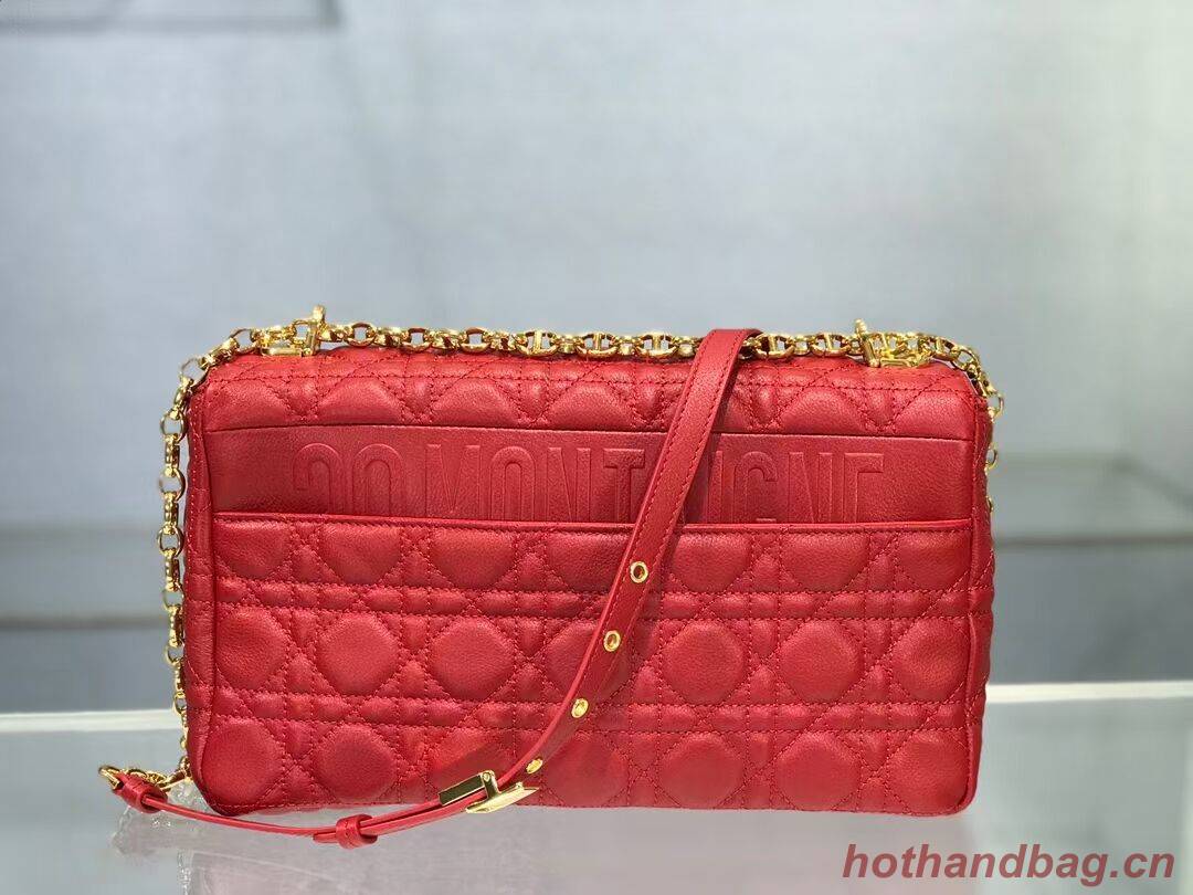 LARGE DIOR CARO BAG Soft Cannage Calfskin M9243U Red LARGE DIOR CARO BAG Soft Cannage Calfskin M9243U Red