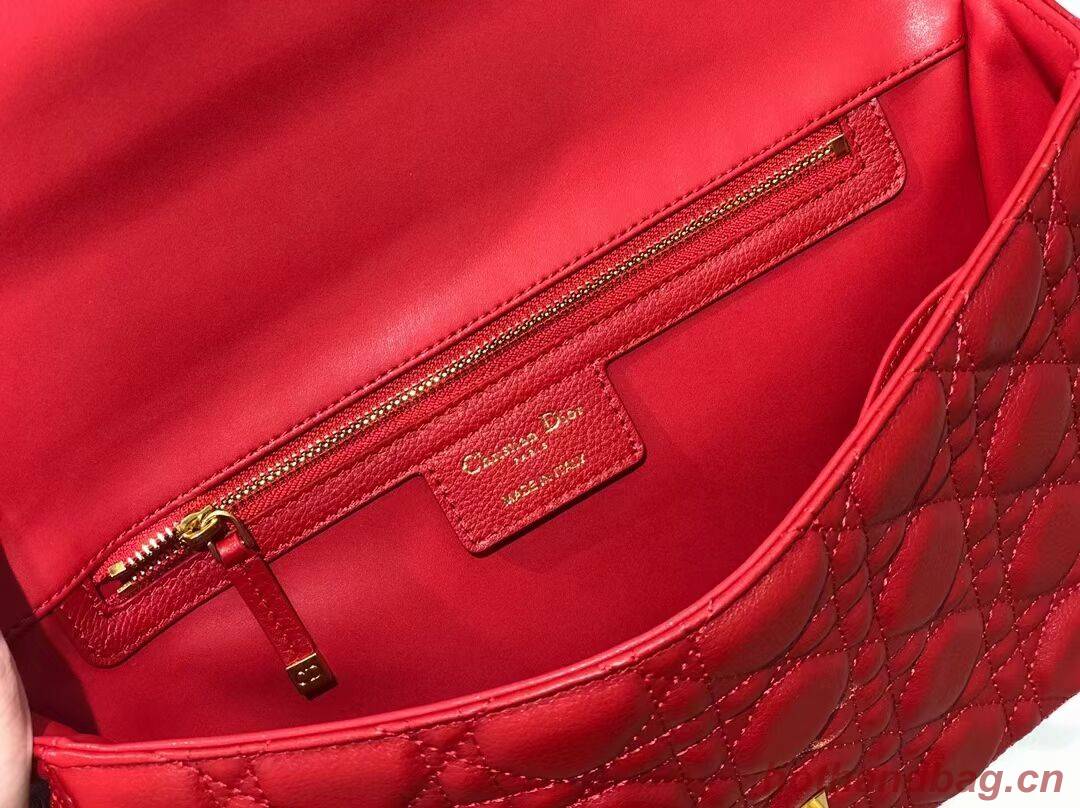 LARGE DIOR CARO BAG Soft Cannage Calfskin M9243U Red LARGE DIOR CARO BAG Soft Cannage Calfskin M9243U Red