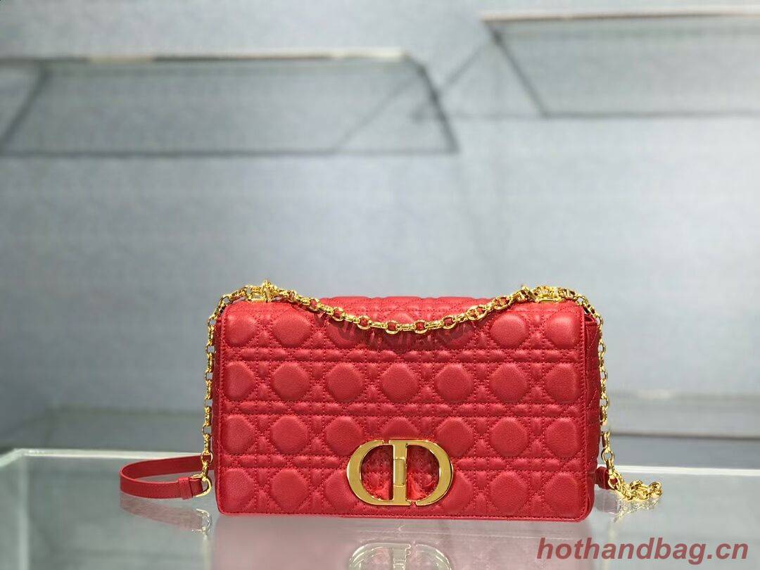 LARGE DIOR CARO BAG Soft Cannage Calfskin M9243U Red LARGE DIOR CARO BAG Soft Cannage Calfskin M9243U Red