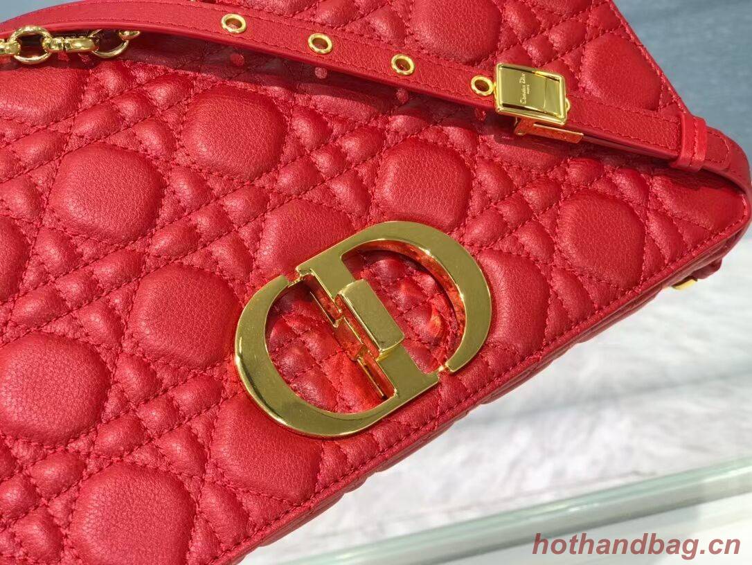 LARGE DIOR CARO BAG Soft Cannage Calfskin M9243U Red LARGE DIOR CARO BAG Soft Cannage Calfskin M9243U Red