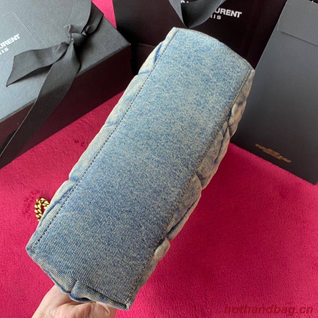 Yves Saint Laurent PUFFER SMALL BAG IN QUILTED VINTAGE DENIM AND SUEDE Y577476 Blue Yves Saint Laurent PUFFER SMALL BAG IN QUILTED VINTAGE DENIM AND SUEDE Y577476 Blue