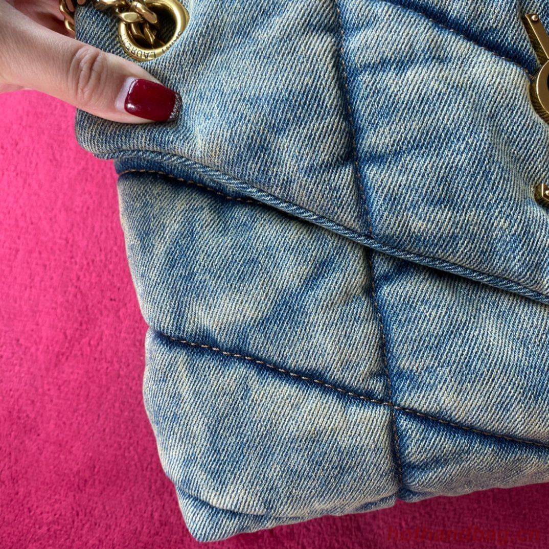 Yves Saint Laurent PUFFER SMALL BAG IN QUILTED VINTAGE DENIM AND SUEDE Y577476 Blue Yves Saint Laurent PUFFER SMALL BAG IN QUILTED VINTAGE DENIM AND SUEDE Y577476 Blue