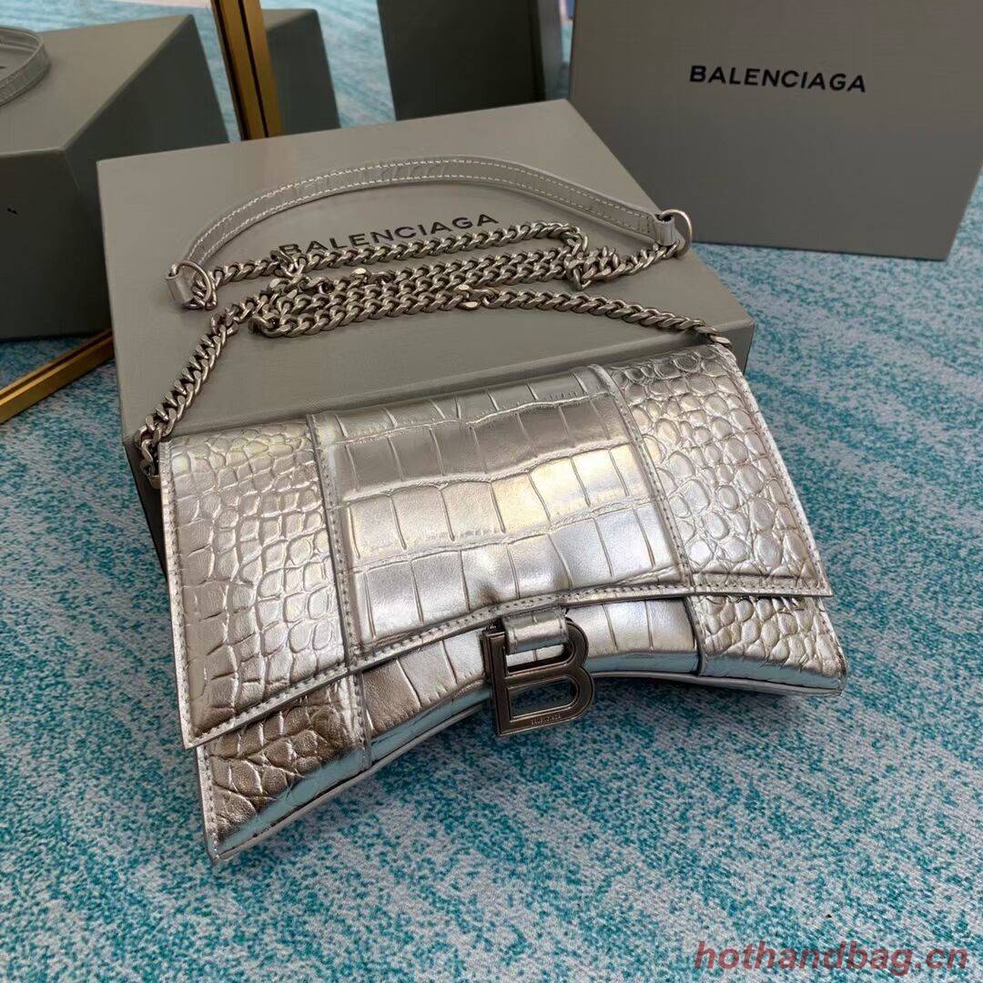 Balenciaga HOURGLASS CHAIN BAG B164497 Silver Balenciaga HOURGLASS CHAIN BAG B164497 Silver