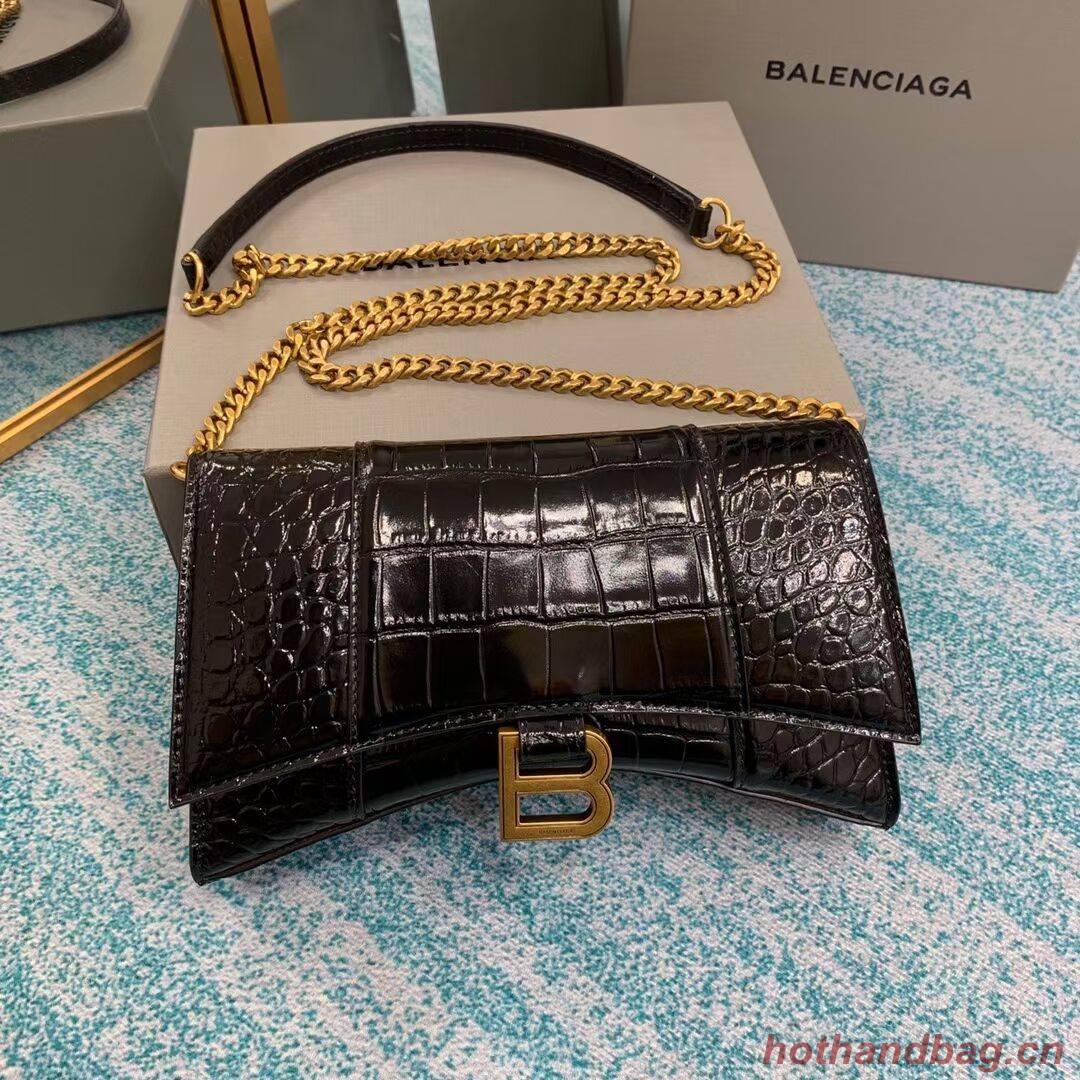 Balenciaga HOURGLASS CHAIN BAG B164497 black&aged-gold hardware Balenciaga HOURGLASS CHAIN BAG B164497 black&aged-gold hardware