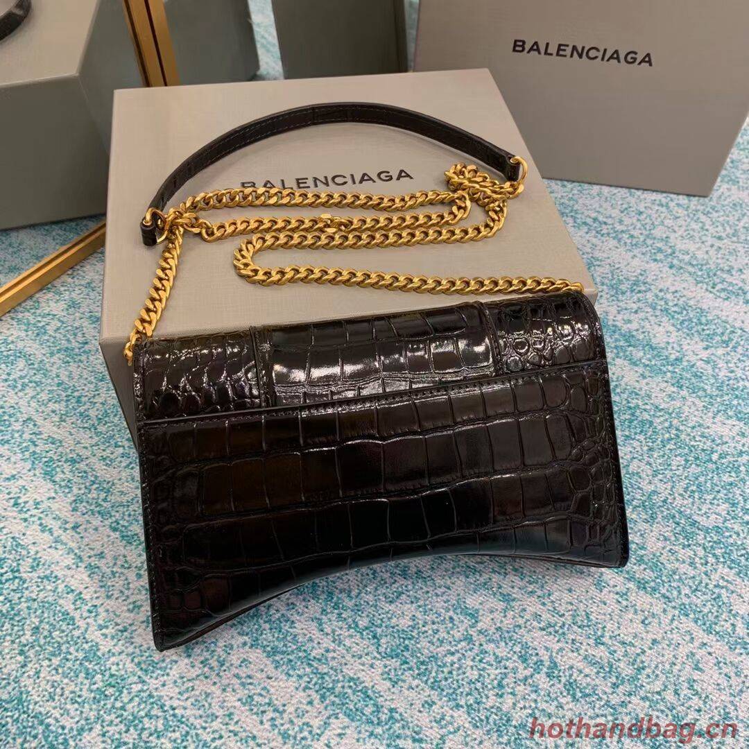 Balenciaga HOURGLASS CHAIN BAG B164497 black&aged-gold hardware Balenciaga HOURGLASS CHAIN BAG B164497 black&aged-gold hardware
