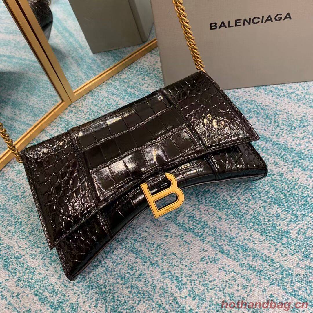 Balenciaga HOURGLASS CHAIN BAG B164497 black&aged-gold hardware Balenciaga HOURGLASS CHAIN BAG B164497 black&aged-gold hardware