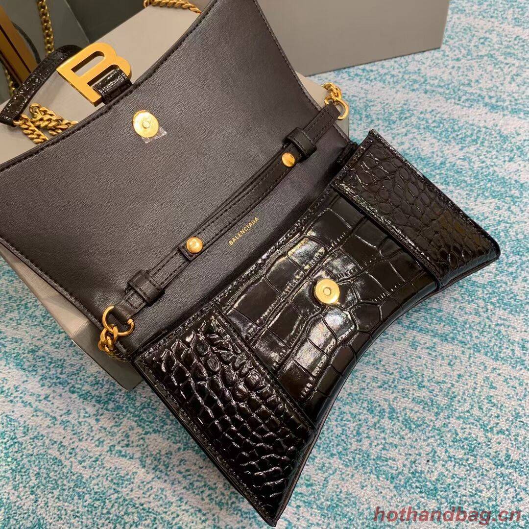 Balenciaga HOURGLASS CHAIN BAG B164497 black&aged-gold hardware Balenciaga HOURGLASS CHAIN BAG B164497 black&aged-gold hardware