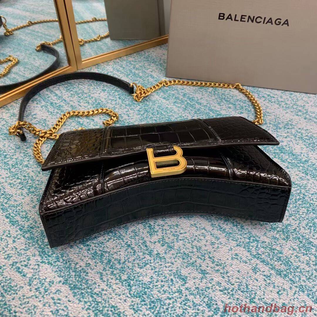 Balenciaga HOURGLASS CHAIN BAG B164497 black&aged-gold hardware Balenciaga HOURGLASS CHAIN BAG B164497 black&aged-gold hardware