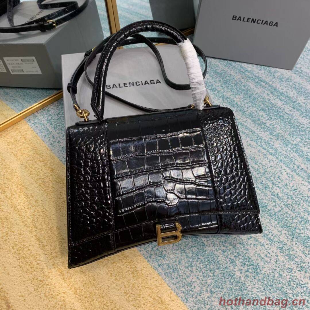 Balenciaga HOURGLASS MEDIUM TOP HANDLE BAG B108892E black&aged-gold hardware Balenciaga HOURGLASS MEDIUM TOP HANDLE BAG B108892E black&aged-gold hardware