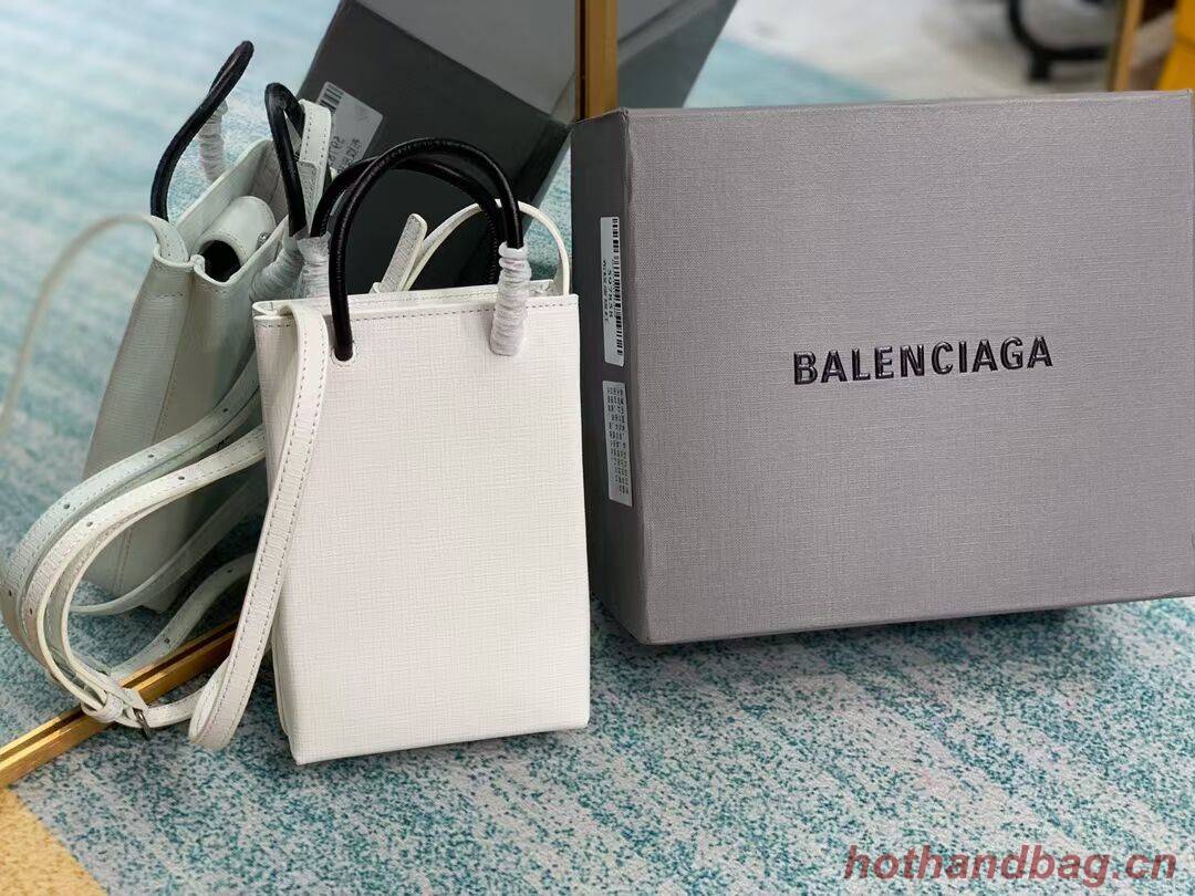 Balenciaga Original Leather Mini Shopper Bag B152865 white&black Balenciaga Original Leather Mini Shopper Bag B152865 white&black