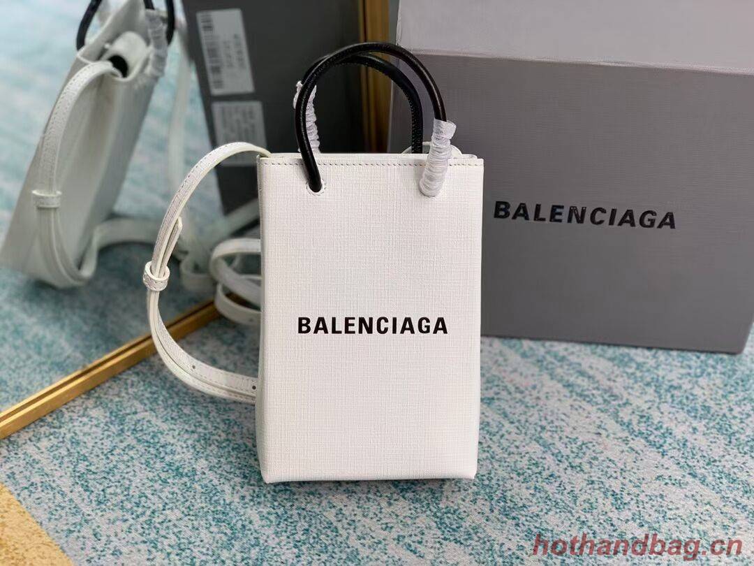 Balenciaga Original Leather Mini Shopper Bag B152865 white&black Balenciaga Original Leather Mini Shopper Bag B152865 white&black