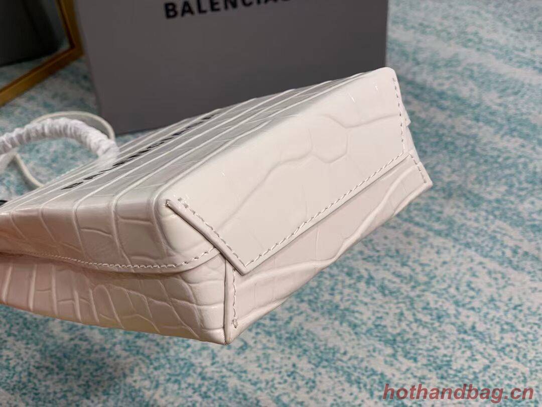 Balenciaga Original shiny crocodile embossed leather Mini Shopper Bag B152865 white Balenciaga Original shiny crocodile embossed leather Mini Shopper Bag B152865 white