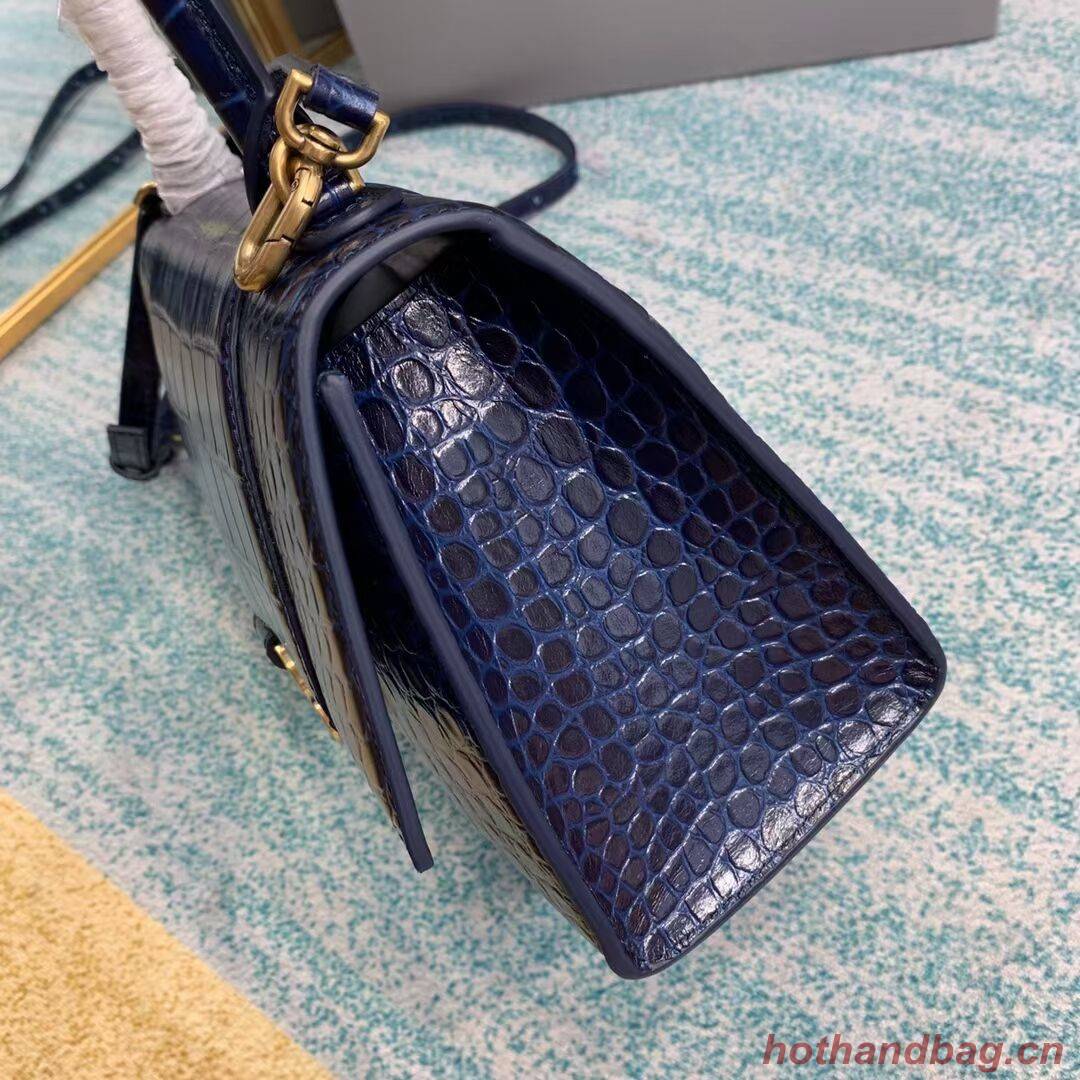 Balenciaga HOURGLASS SMALL TOP HANDLE BAG crocodile embossed calfskin B108895E dark blue Balenciaga HOURGLASS SMALL TOP HANDLE BAG crocodile embossed calfskin B108895E dark blue