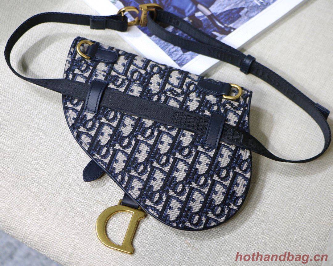 Dior Saddle Flat Belt Pouch Oblique Jacquard M0448 Blue Dior Saddle Flat Belt Pouch Oblique Jacquard M0448 Blue
