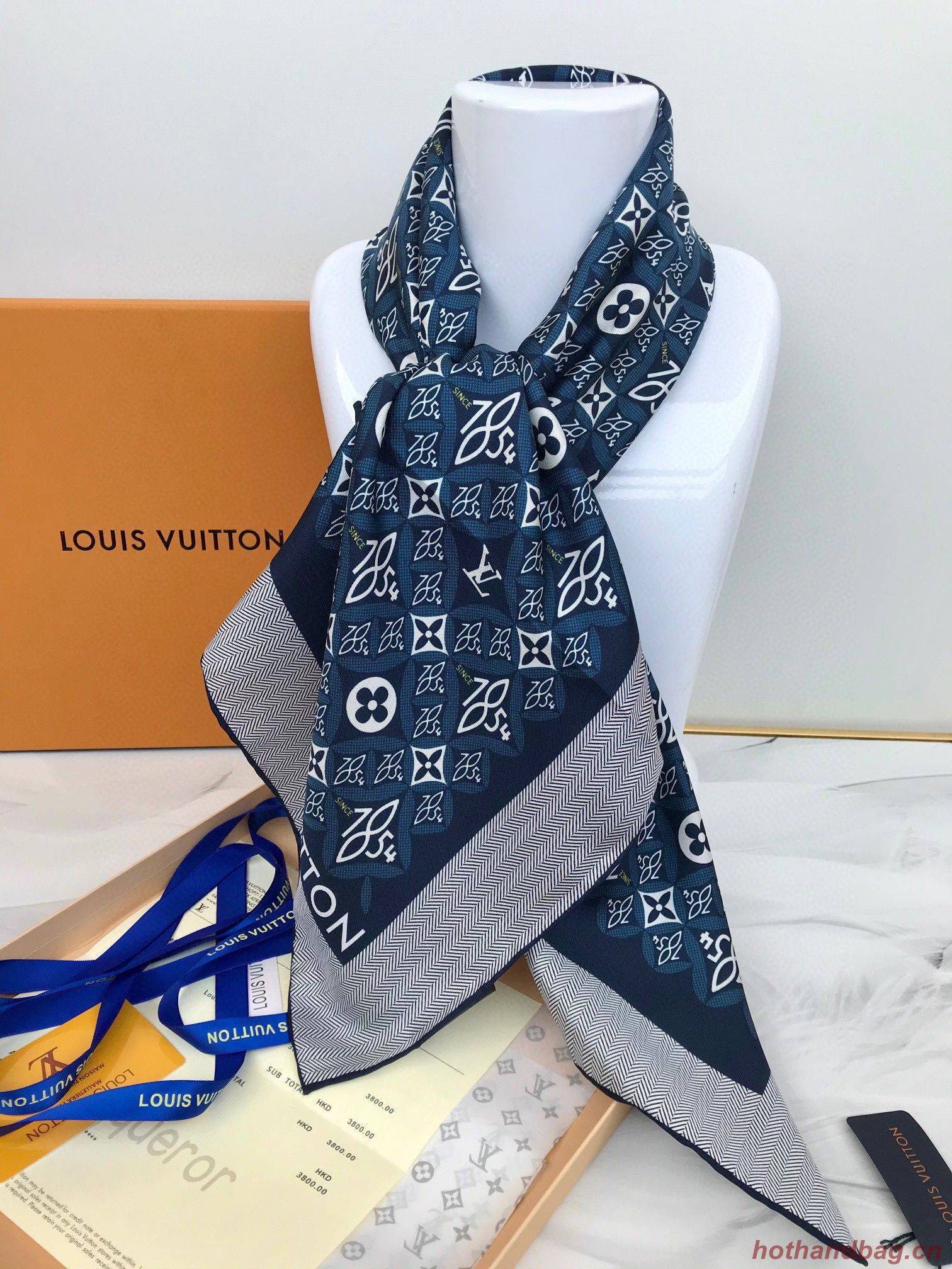 Louis Vuitton Silk Scarf M76781 Dark Blue Louis Vuitton Silk Scarf M76781 Dark Blue