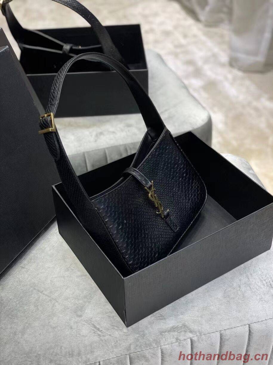 YSL LE 5 A 7 HOBO BAG IN MATTE PYTHON Y687228 black YSL LE 5 A 7 HOBO BAG IN MATTE PYTHON Y687228 black