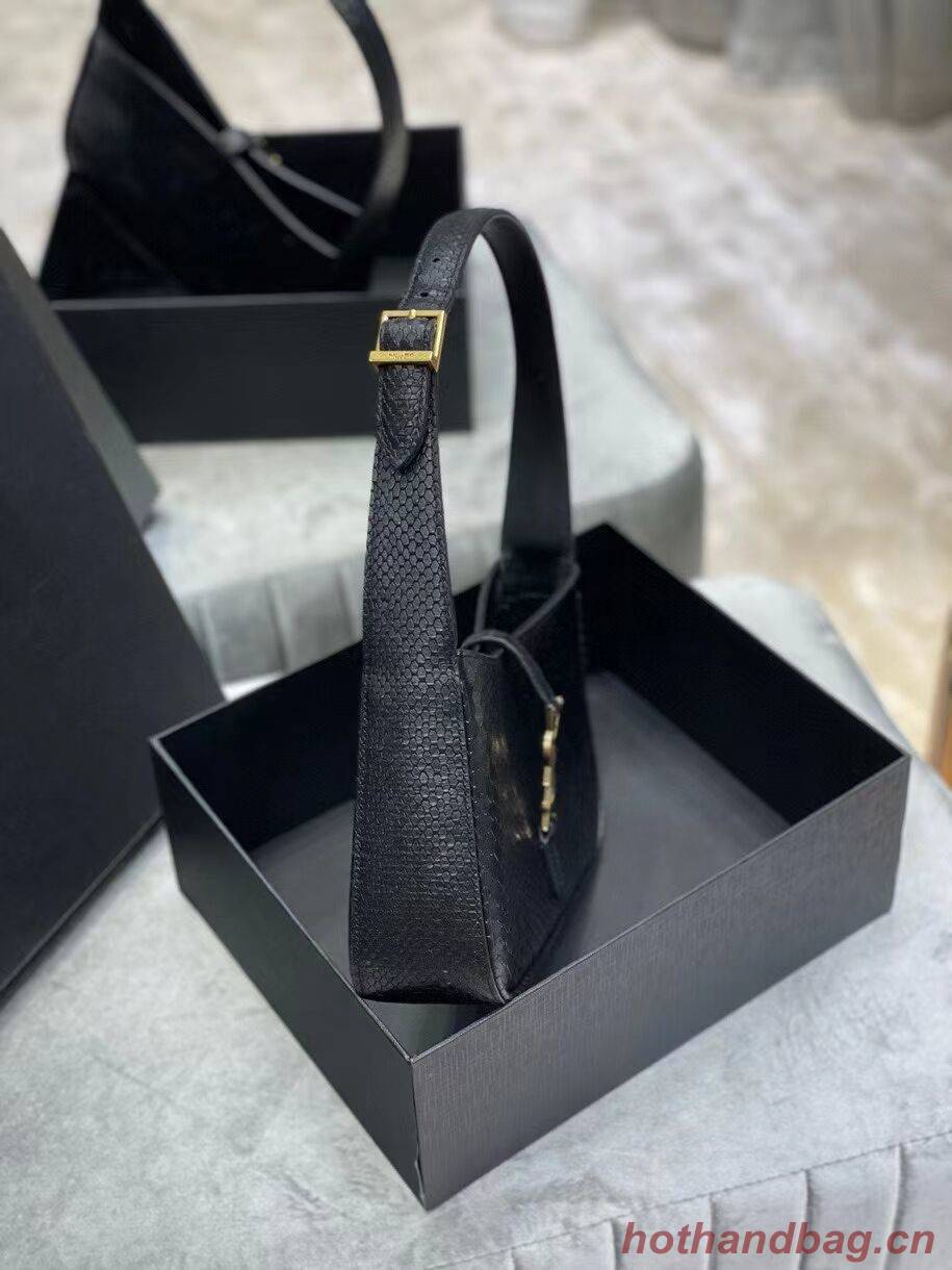 YSL LE 5 A 7 HOBO BAG IN MATTE PYTHON Y687228 black YSL LE 5 A 7 HOBO BAG IN MATTE PYTHON Y687228 black